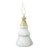 Pendaglio a forma di albero bianco lana con glitter per albero decorazione natalizia da 13 cm