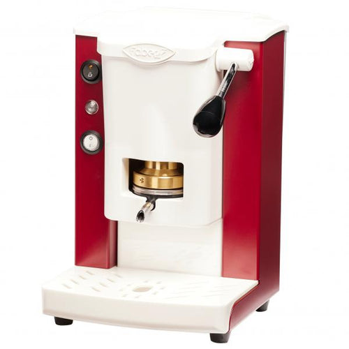 FABER PICCOLA SLOT BASIC (BORGOGNA E BIANCO) - MACCHINA PER CAFFE'' - PRESSACIALDA IN OTTONE - TELAIO METALLO E POLICARBONATO