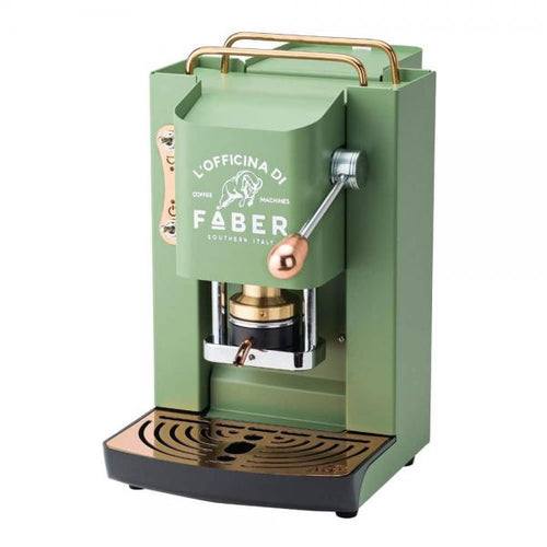 FABER PRO DELUXE VERDE ACIDO - MACCHINA PER CAFFE'' - PRESSACIALDA IN OTTONE - ELETTROVALVOLA E TERMOSTATO 95 - TELAIO IN ACCIAIO