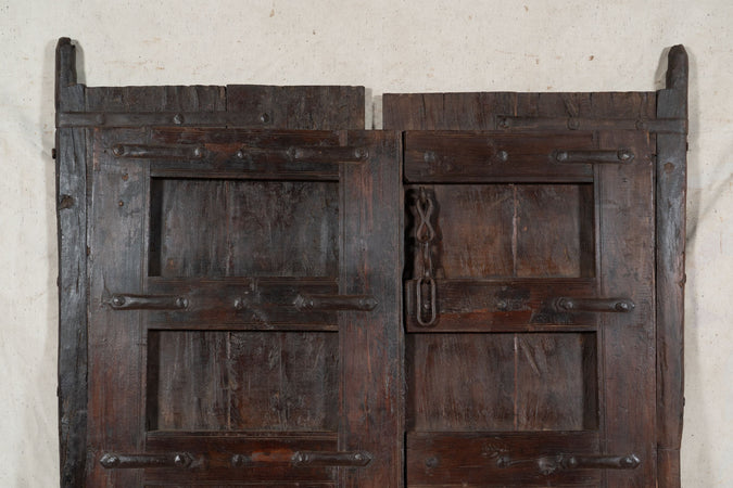 Biscottini Porta portone in legno massello e ferro da interno o da esterno vecchia e antica medievale scorrevole