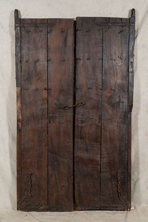 Biscottini Porta portone in legno massello e ferro da interno o da esterno vecchia e antica medievale scorrevole