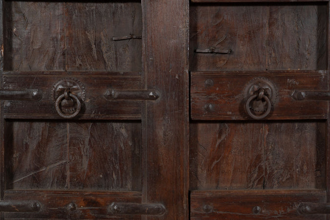 Biscottini Porta portone in legno massello e ferro da interno o da esterno vecchia e antica medievale scorrevole