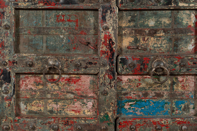Biscottini Porta portone in legno massello e ferro da interno o da esterno vecchia e antica medievale scorrevole