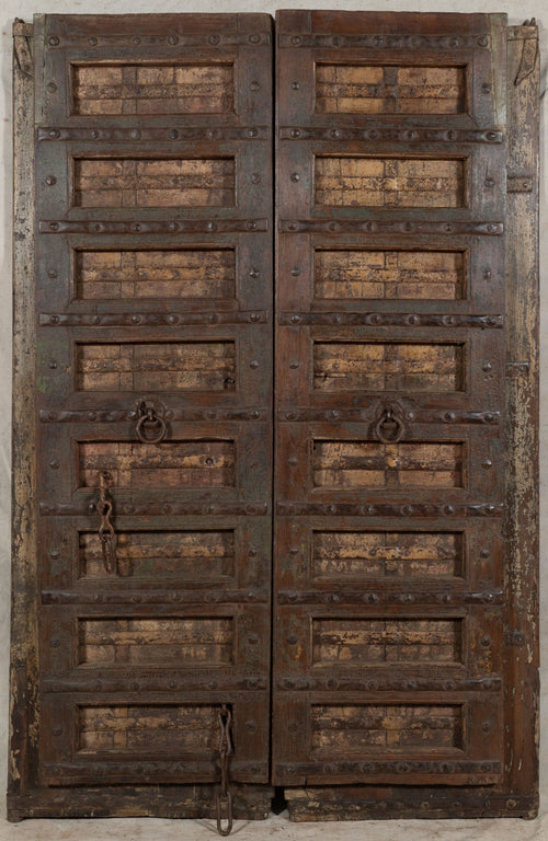 Biscottini Porta portone in legno massello e ferro da interno o da esterno vecchia e antica medievale scorrevole