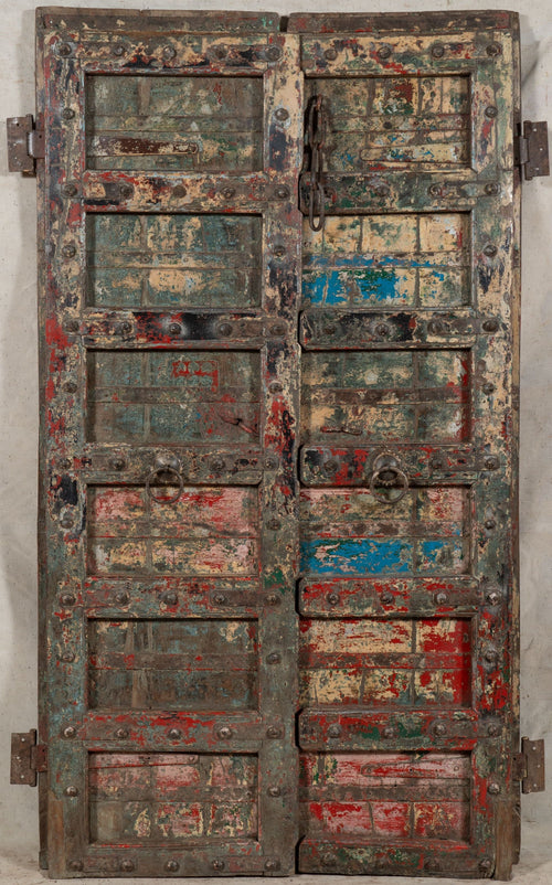 Biscottini Porta portone in legno massello e ferro da interno o da esterno vecchia e antica medievale scorrevole