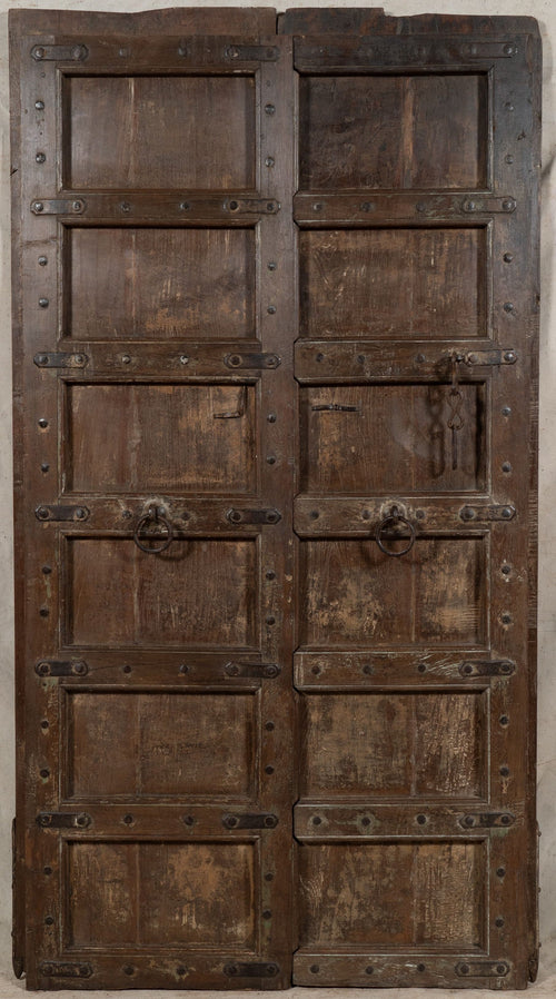 Biscottini Porta portone in legno massello e ferro da interno o da esterno vecchia e antica medievale scorrevole