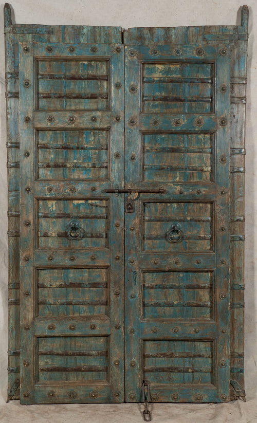 Biscottini Porta portone in legno massello e ferro da interno o da esterno vecchia e antica medievale scorrevole