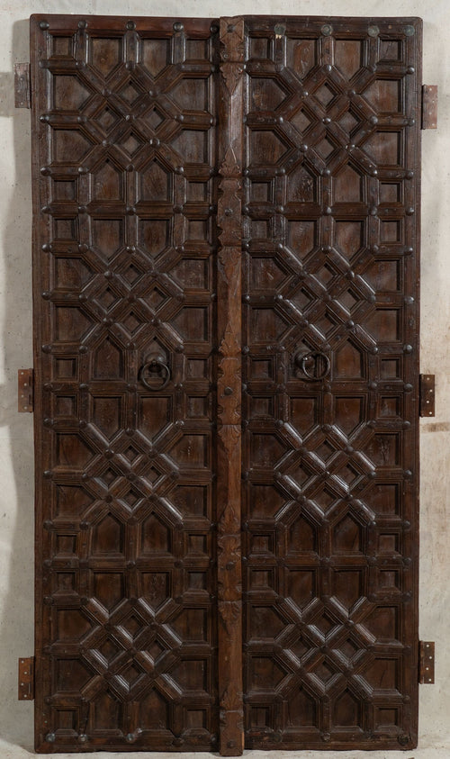 Biscottini Porta portone in legno massello e ferro da interno o da esterno vecchia e antica medievale scorrevole