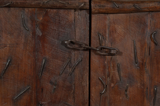 Biscottini Porta portone in legno massello e ferro da interno o da esterno vecchia e antica medievale scorrevole