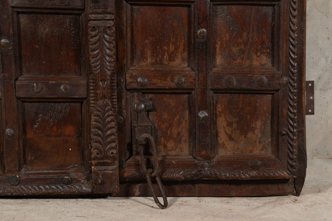 Biscottini Porta portone in legno massello e ferro da interno o da esterno vecchia e antica medievale scorrevole