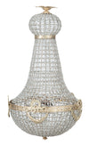 Biscottini Lampadario in fusione di ottone e gemme in cristallo Diam. 50XH100 cm struttura