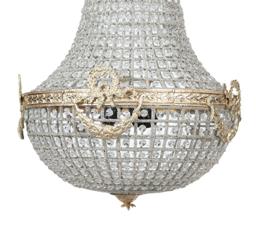 Biscottini Lampadario in fusione di ottone e gemme in cristallo Diam. 50XH100 cm struttura
