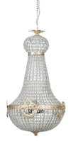 Biscottini Lampadario in fusione di ottone e gemme in cristallo Diam. 50XH100 cm struttura