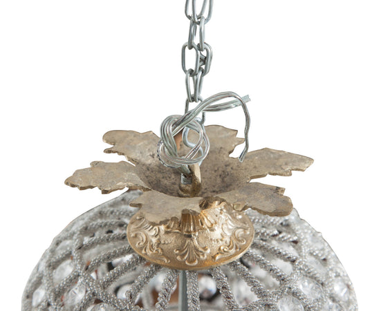 Biscottini Lampadario in fusione di ottone e gemme in cristallo Diam. 50XH100 cm struttura