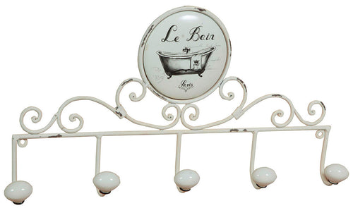 Biscottini Biscottini Appendino Muro Le Bain 48x6x26 Ferro Battuto Bianco Anticato 5