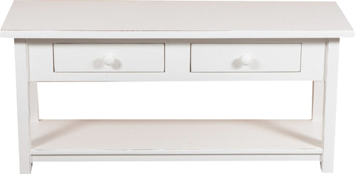 Biscottini Mobile porta tv Country in legno massello di tiglio finitura bianca anticata L110xPR40xH50 cm. Made in Italy