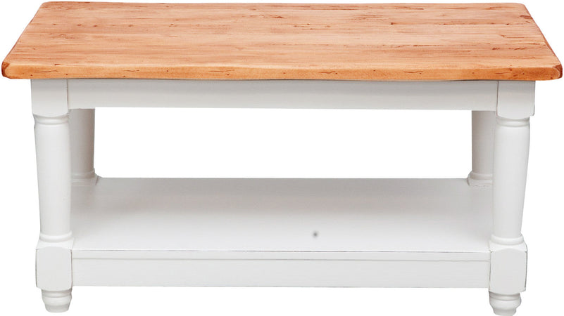 Biscottini Tavolo da fumo Country in legno massello di tiglio struttura bianca anticata piano finitura naturale. Made in It