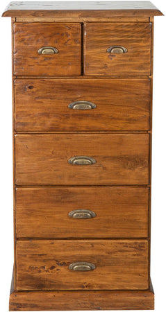 Biscottini Cassettiera Country in legno massello di tiglio finitura noce L63xPR41xH120 cm. Made in Italy