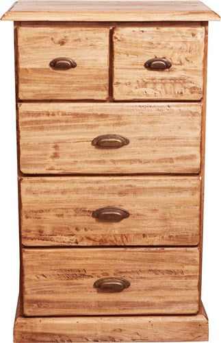 Biscottini Cassettiera Country in legno massello di tiglio finitura naturale L63xPR41xH100 cm. Made in Italy