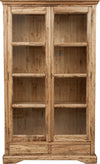 Biscottini Vetrina Country in legno massello di tiglio finitura naturale L109xPR36xH180 cm. Made in Italy