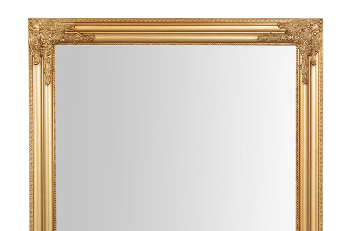 Biscottini Specchiera da parete e appendere verticale/orizzontale L72xPR4xH180 cm finitura foglia oro anticato.