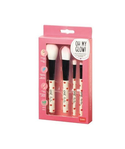 Legami - Beauty Set di 4 pennelli per il makeup a tema Lips - Oh My Glow! (MUBS0003)