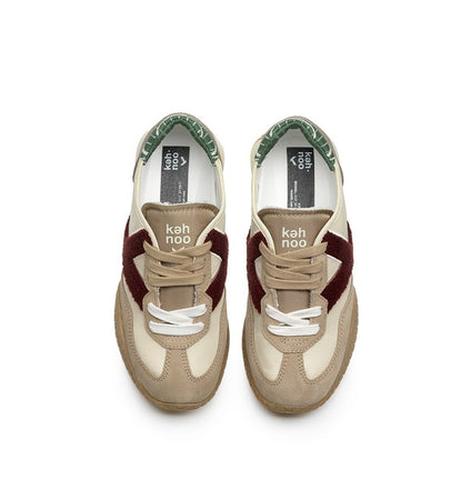 Kehnoo sneakers donna in camoscio e nylon nut bordeaux KW9770