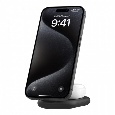 Belkin WIZ028MYBK Caricabatterie per dispositivi mobili Nero (15W 2in1 Folding Wireless Stand Blk)