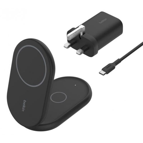 Belkin WIZ028MYBK Caricabatterie per dispositivi mobili Nero (15W 2in1 Folding Wireless Stand Blk)