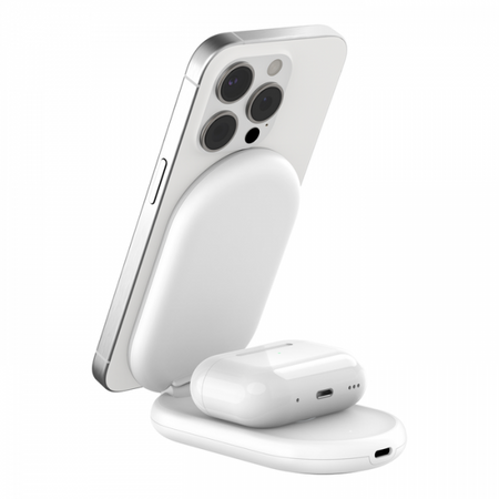 Belkin WIZ028MYWH Caricabatterie per dispositivi mobili Bianco (BOOSTCHARGE QI2 15W MAGNETIC 2IN1 WH)