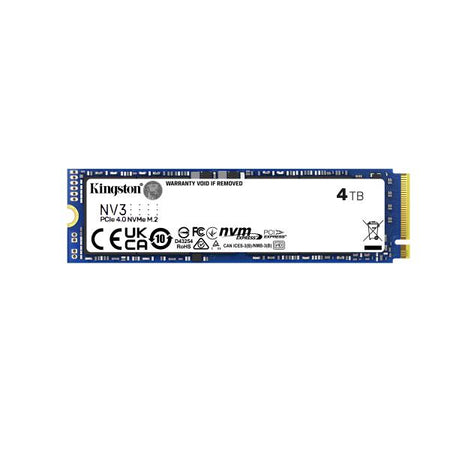 Hard disk SSD Kingston SSD Nv3 SNV3S/4000G M.2 - 4 Tb (4000 Gb) - Slot M.2 2280 - Stato Solido - Fino a 6.000 MB/s in lettura e 5.000 MB/s in scrittura - NVME