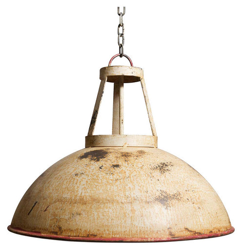 Biscottini Lampadario Industrial a sospensione non elettrificato L46xPR46xH40 cm in ferro finitura crema anticata