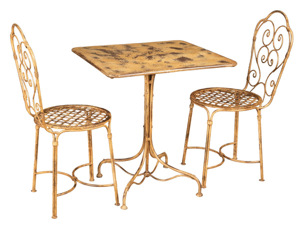 Biscottini Tavolo quadrato Biscottini ferro battuto artigianale crema anticata 70x70x76