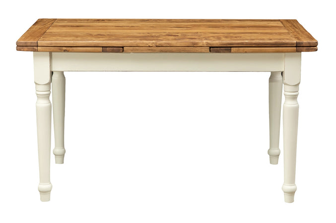 Biscottini Tavolo allungabile Country in legno massello di tiglio struttura bianca anticata piano naturale Made in Italy