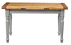 Biscottini Tavolo allungabile Country legno massello di tiglio struttura grigio anticato piano finitura naturale. Made Italy