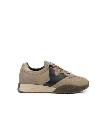 Kehnoo sneakers uomo in camoscio e tessuto taupe black KM9775