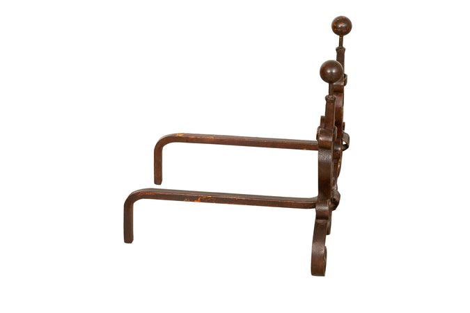 Biscottini COPPIA ALARI IN FERRO FORGIATO A MANO dimensioni larghezza profondità Offerta