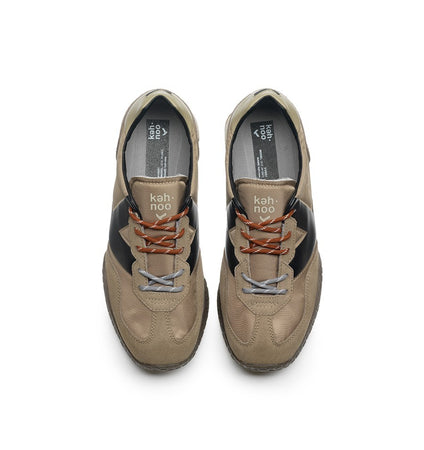 Kehnoo sneakers uomo in camoscio e tessuto taupe black KM9775