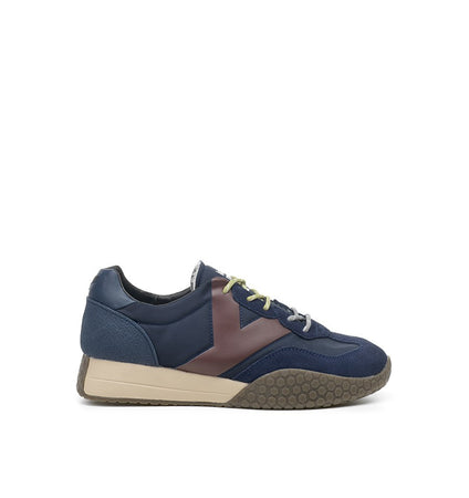 Kehnoo sneakers uomo in camoscio e tessuto navy bordeaux KM9775