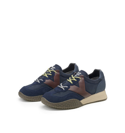 Kehnoo sneakers uomo in camoscio e tessuto navy bordeaux KM9775