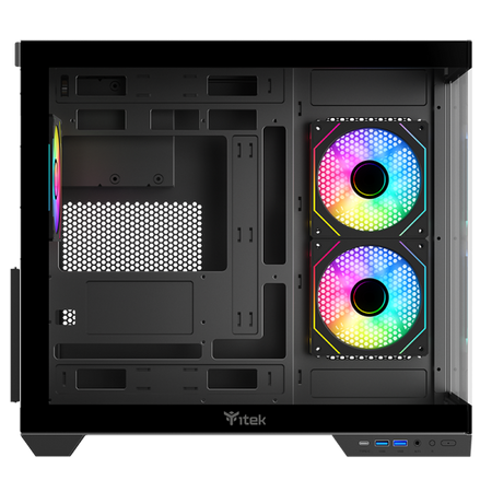 ITEK CASE DARK CAVE DS, GAMING TOWER, ATX, 3X12CM ARGB FAN, 2XUSB3, TYPE-C, SIDE FRONT PANEL TEMP