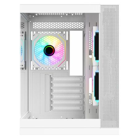 Case DARK CAVE DS - Gaming Tower- ATX- 3x12cm ARGB fan- 2xUSB3- Type-C- Side & Front Panel Temp Glass- White Edition