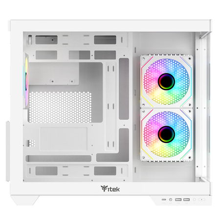 Case DARK CAVE DS - Gaming Tower- ATX- 3x12cm ARGB fan- 2xUSB3- Type-C- Side & Front Panel Temp Glass- White Edition