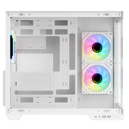 Case DARK CAVE DS - Gaming Tower- ATX- 3x12cm ARGB fan- 2xUSB3- Type-C- Side & Front Panel Temp Glass- White Edition