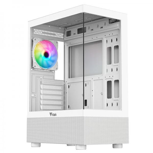 Case Itek SHOWBUI 33W - Gaming Tower, ATX, 12cm ARGB fan, Side & Front Panel Temp Glass - Bianco White Edition
