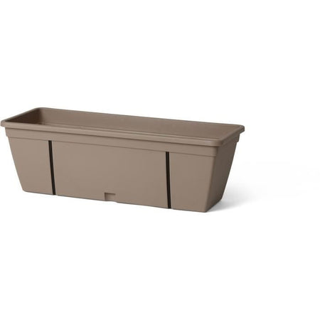 Kit fioriera con gancio in metallo, riserva d'acqua e distanziale di scarico - GARDEN ID Smart - Tortora 50 cm