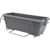 Kit fioriera con supporto in metallo e vassoio integrato - GARDEN ID Teramo - Nero-anth 50 cm - Effetto pietra - Riciclato/riciclabile