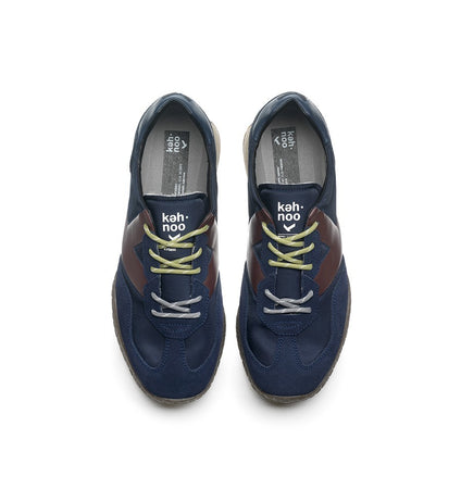Kehnoo sneakers uomo in camoscio e tessuto navy bordeaux KM9775