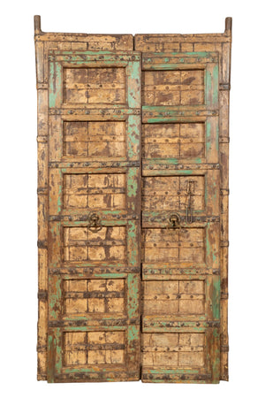 Biscottini Porta portone in legno massello e ferro da interno o da esterno vecchia e antica medievale scorrevole