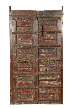 Biscottini Porta portone in legno massello e ferro da interno o da esterno vecchia e antica medievale scorrevole